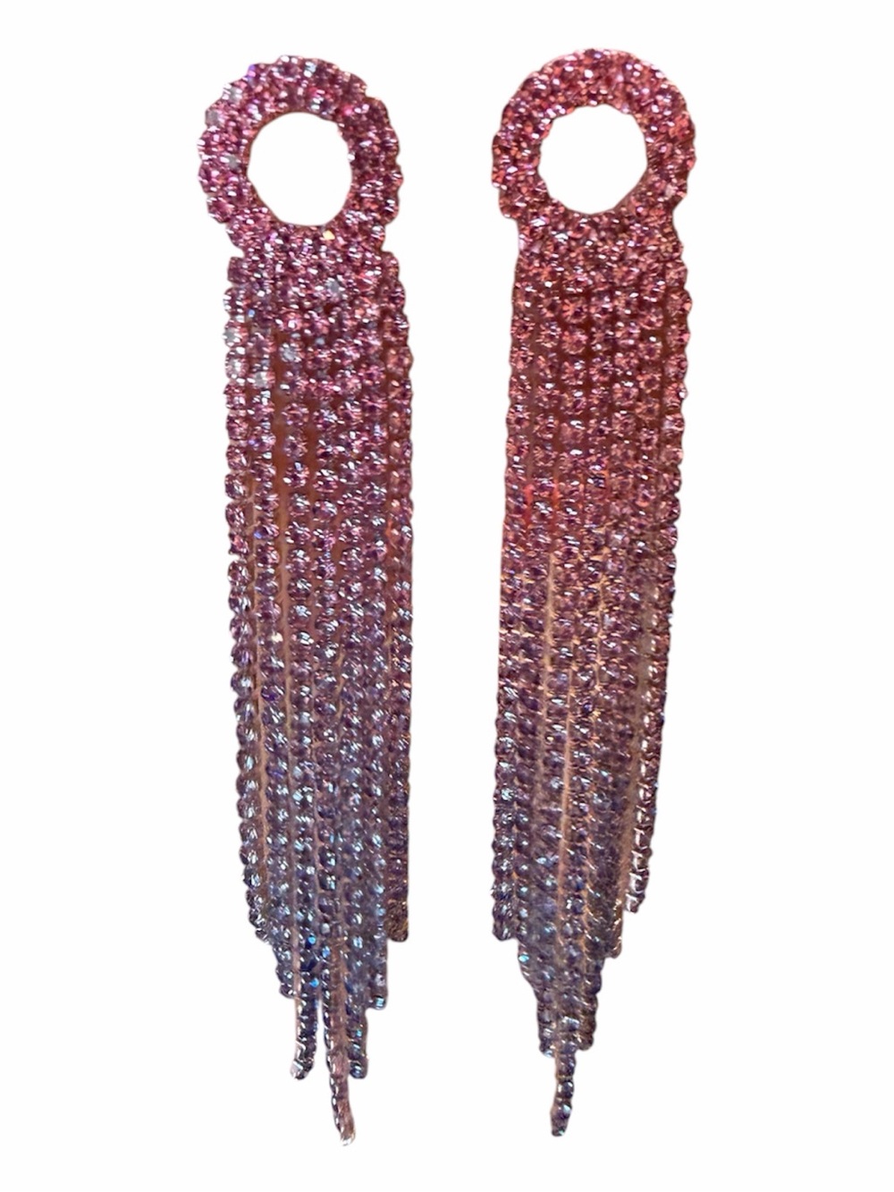 Sparkling Pink Fringe Drop Earrings